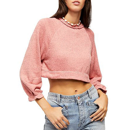 Free People Jade Cropped Pullover Sweatshirt Top XS