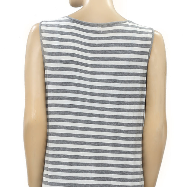 April Cornell Striped Printed Cardigan Coverup Maxii Top