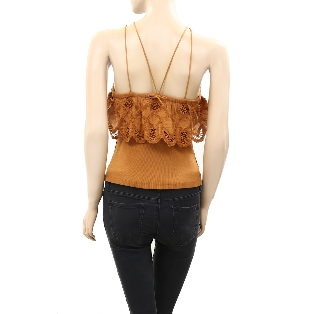 Anthropologie Ruffled Halter Tank Blouse Top