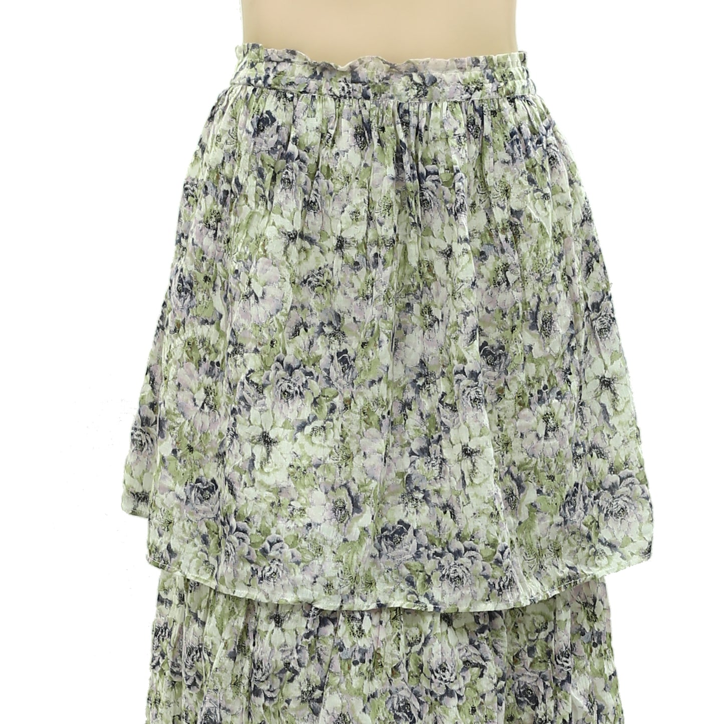 HappyxNature Kate Hudson Floral Printed Ruffle Maxi Skirt M