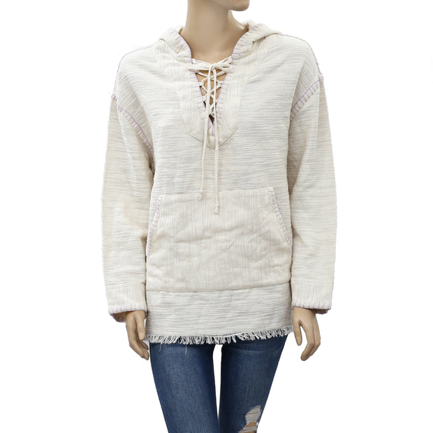 Urban Outfitters Tyler Lace-Up Pullover Hoodie Top