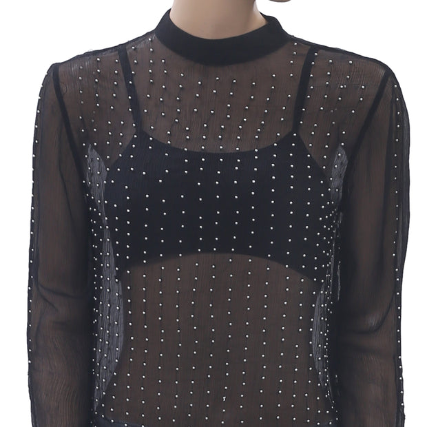 Uterque Faux Pearls Embellished Blouse Top