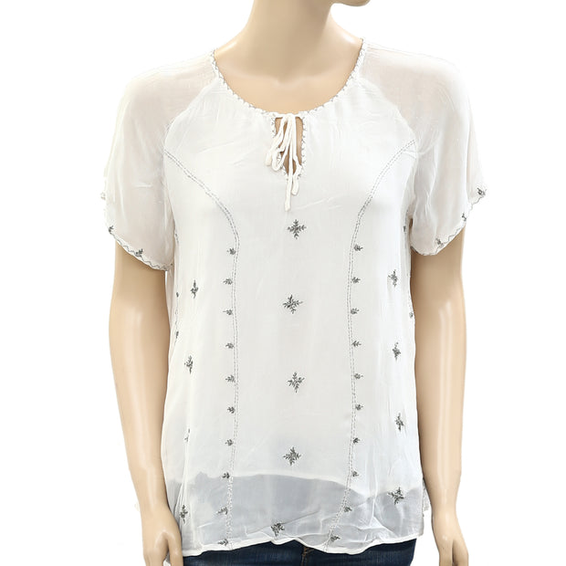 DTLM Don't Label Me Repeat Corded Embroidered Blouse Top