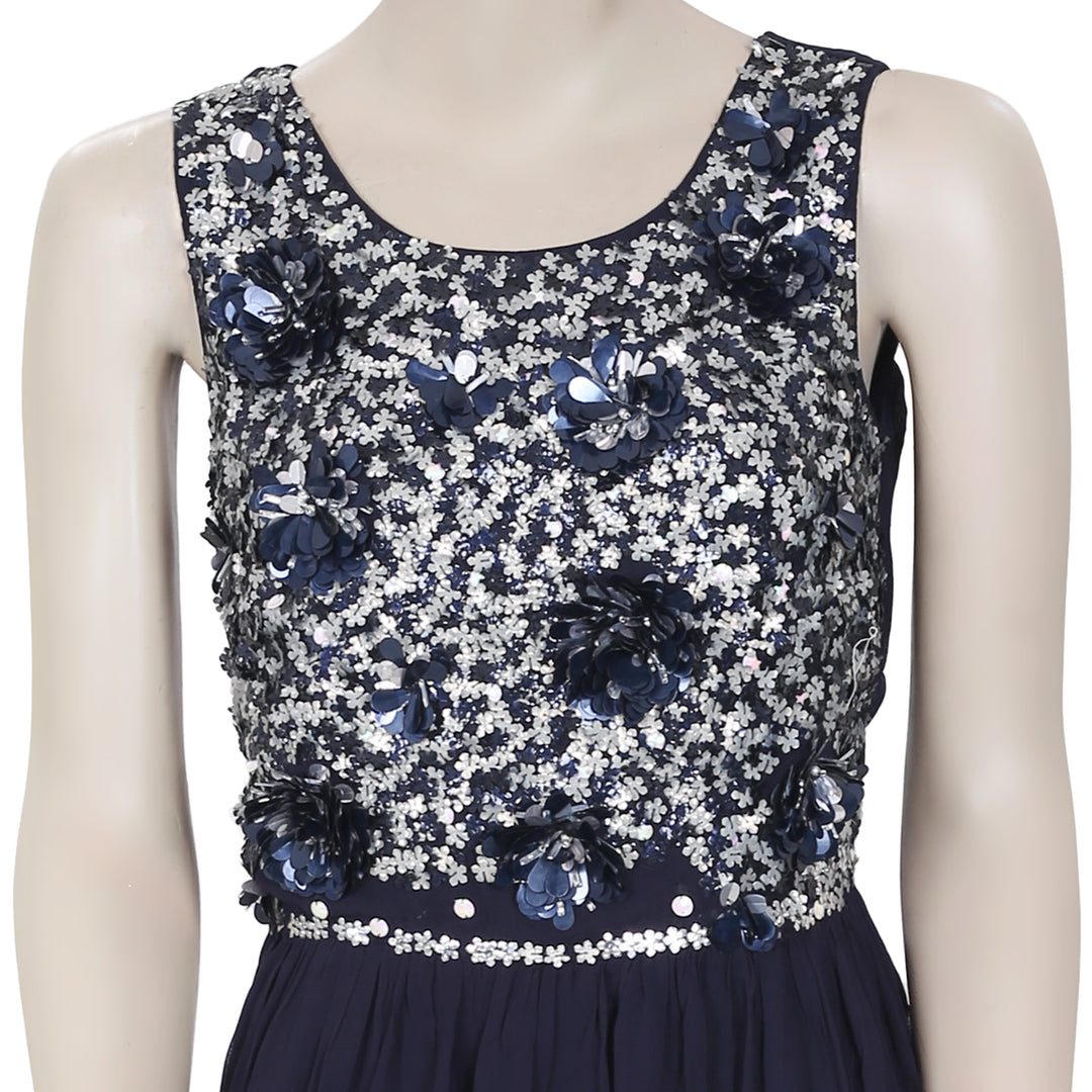 Monsoon Sequin Embellished Navy Dress XS