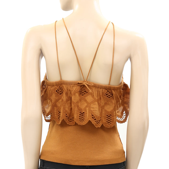 Anthropologie Ruffled Halter Tank Blouse Top