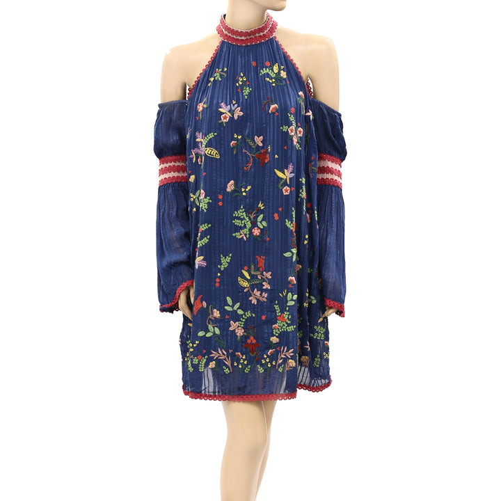 Odd Molly Anthropologie Floral Embroidered Mini Dress