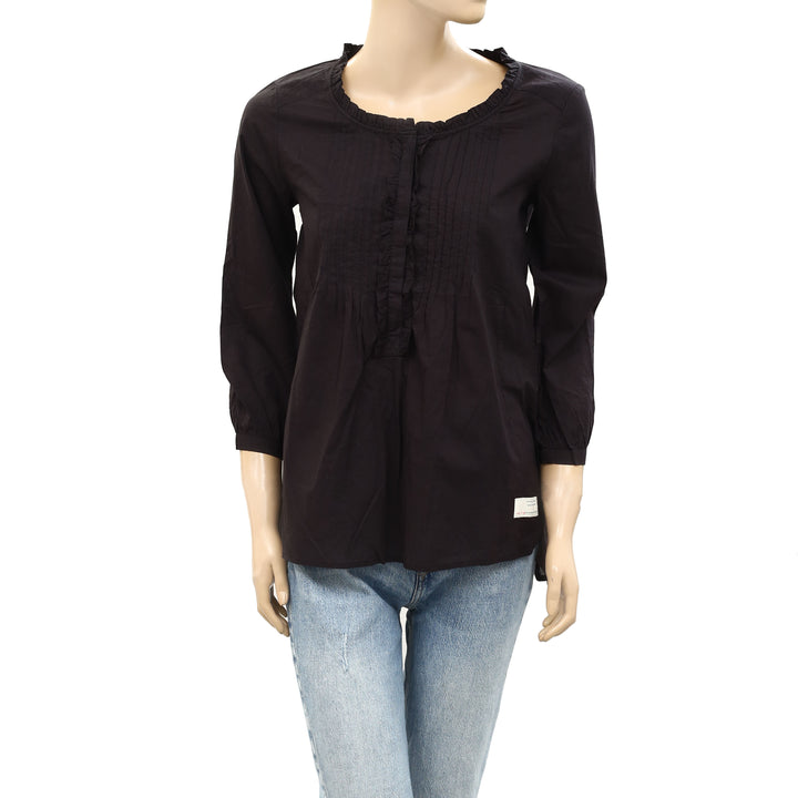Odd Molly Anthropologie Solid Ruffle Tunic Shirt Top