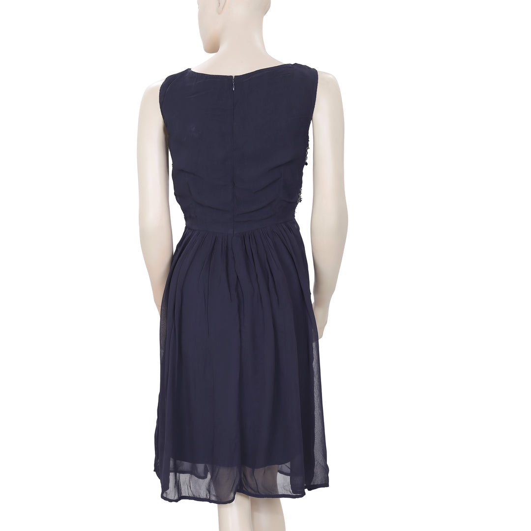 Monsoon Sequin Embellished Navy Dress XS