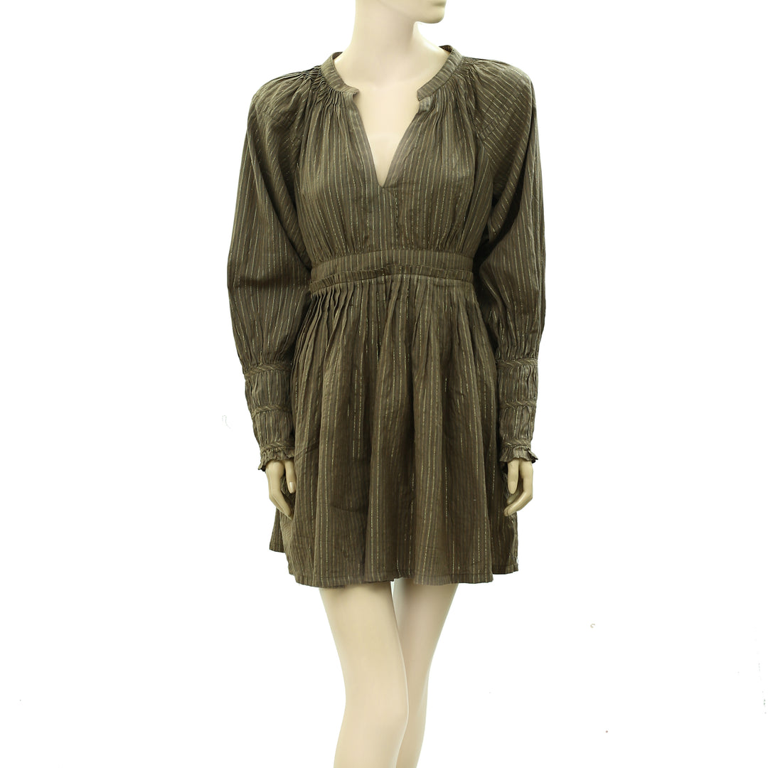 Ulla Johnson Metallic Striped Mini Tunic Dress White Chocolate Couture Ulla Johnson Metallic Striped Mini Tunic Dress White Chocolate Couture