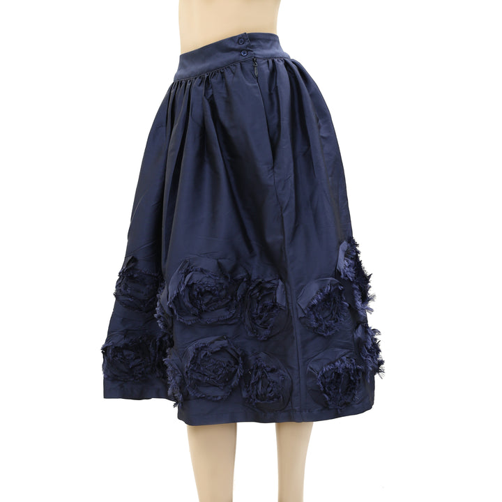 Frances Valentine Barbara Flowers Shantung Skirt