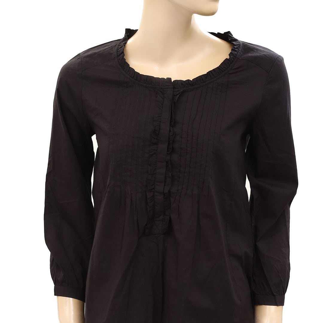 Odd Molly Anthropologie Solid Ruffle Tunic Shirt Top