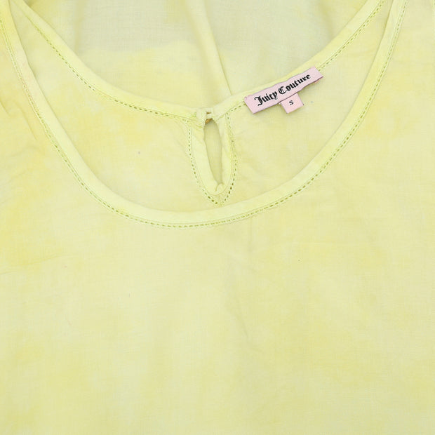 新款 Juicy Couture 孔眼刺绣褶裥棉质柠檬迷你连衣裙 S