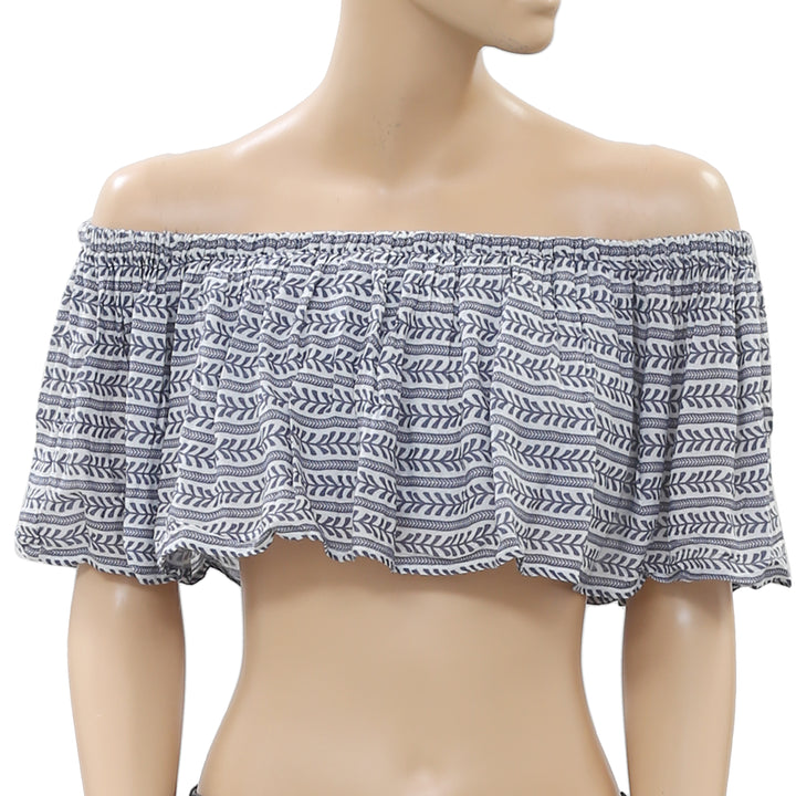 Mara Hoffman Printed Off Shoulder Crop Top Ruffle  XS