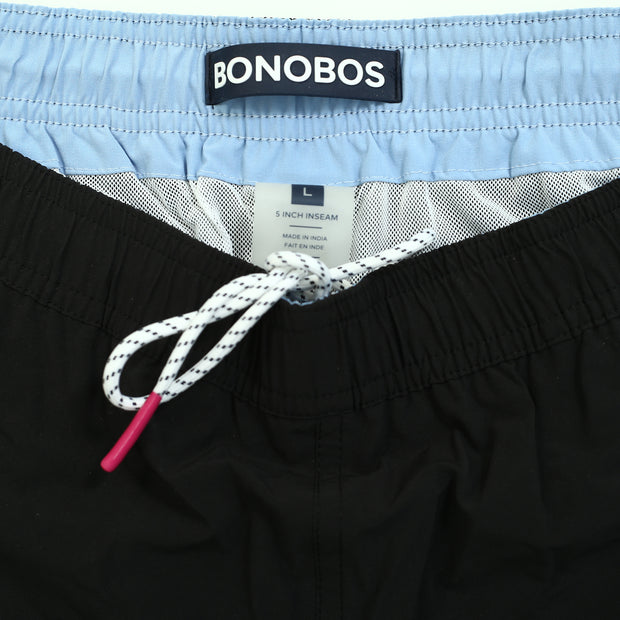 Bonobos 复古泳裤孔雀刺绣黑色短裤