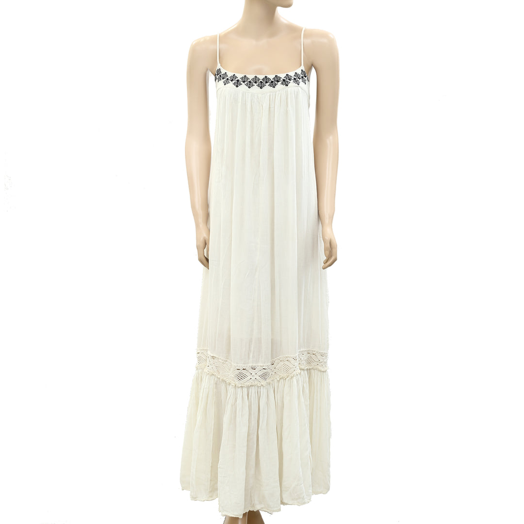 Denim & Supply Ralph Lauren Embroidered Ivory Maxi Dress