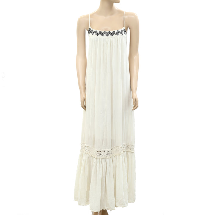 Denim & Supply Ralph Lauren Embroidered Ivory Maxi Dress