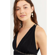 Free People Hold On Tight Lace Black Tank Top