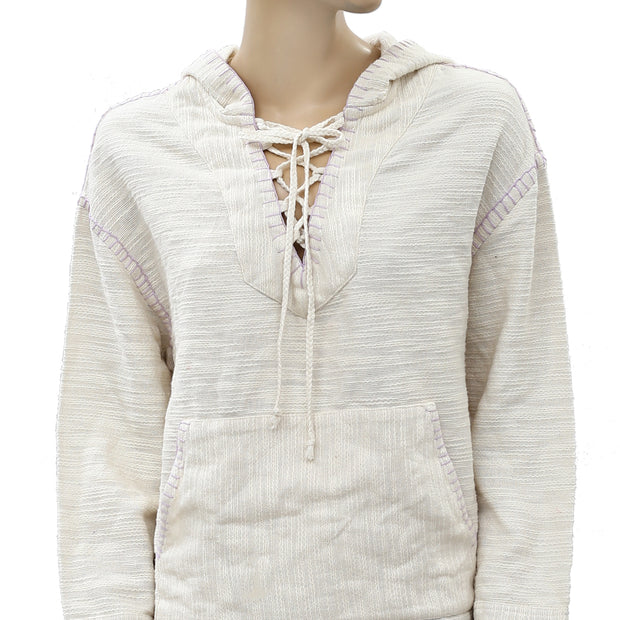 Urban Outfitters Tyler Lace-Up Pullover Hoodie Top