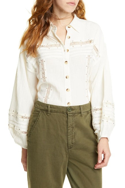 Free People Summer Stars Buttondown Shirt Top