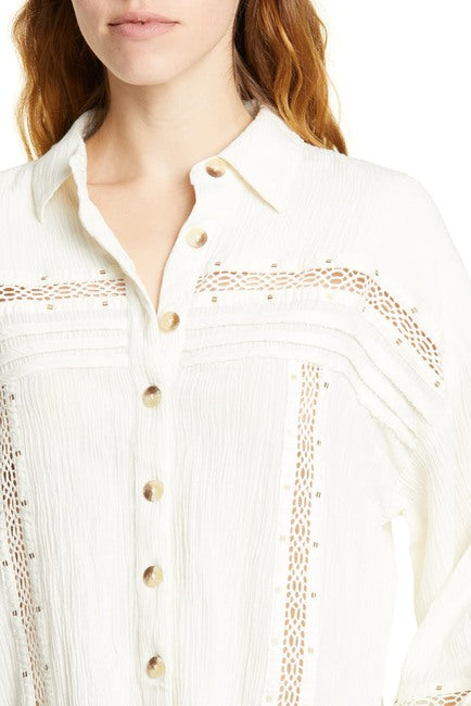 Free People Summer Stars Buttondown Shirt Top