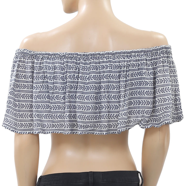 Mara Hoffman Printed Off Shoulder Crop Top Ruffle  XS