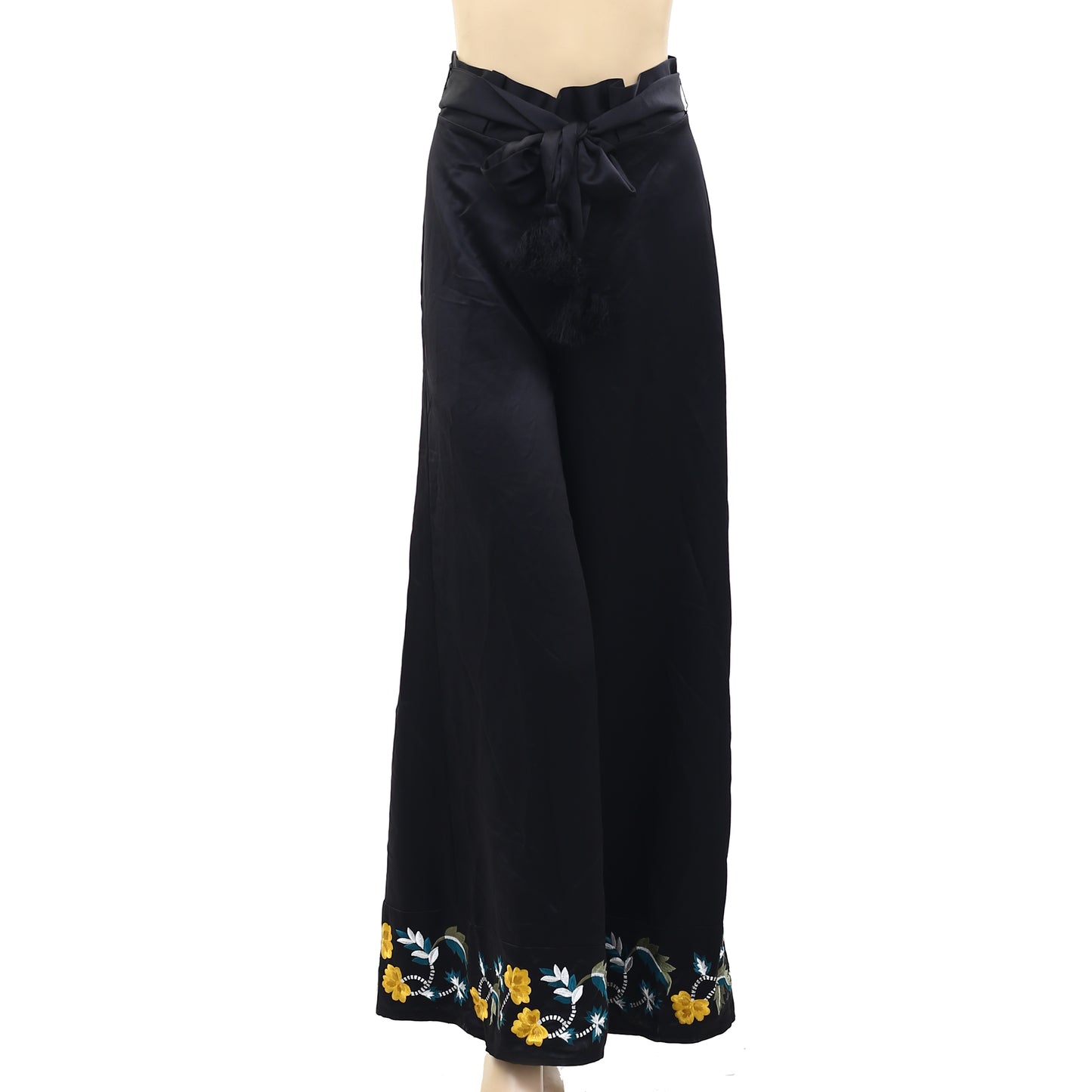 Uterque Floral Embroidered Palazzo Pants