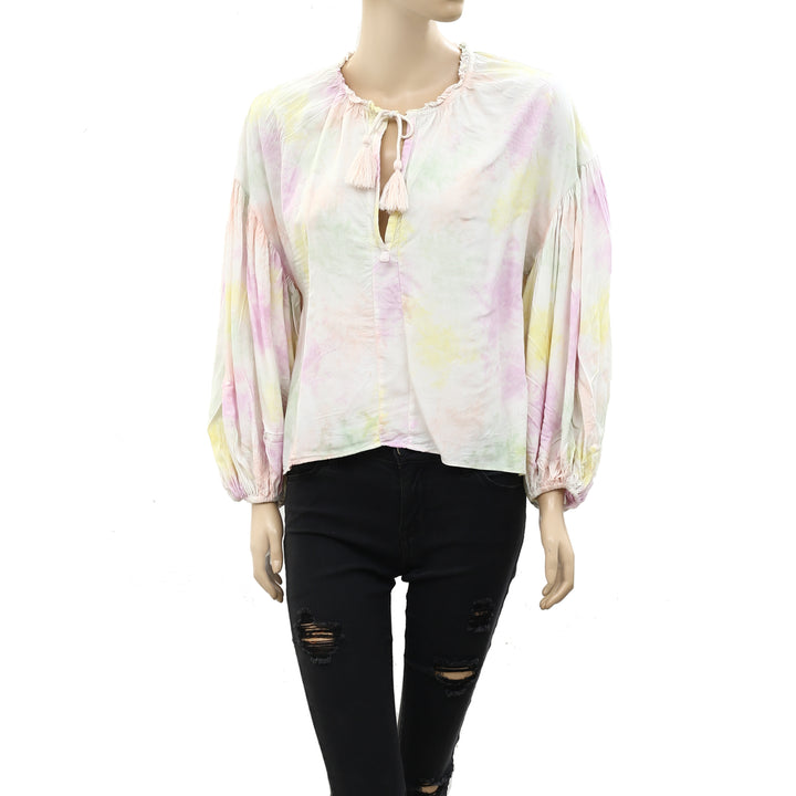 Saylor Tie & Dye Peasant Blouse Top