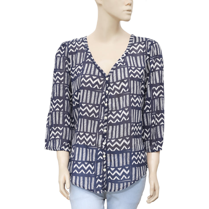 Lucky Brand Printed Buttondown Blouse Top