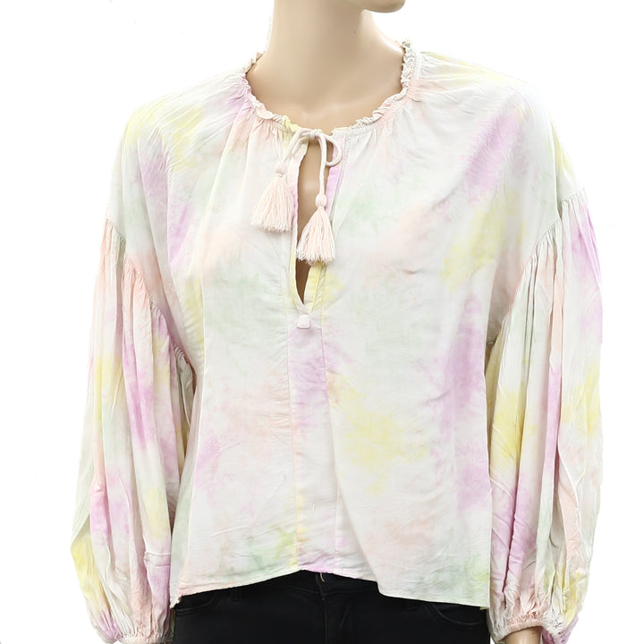 Saylor Tie & Dye Peasant Blouse Top