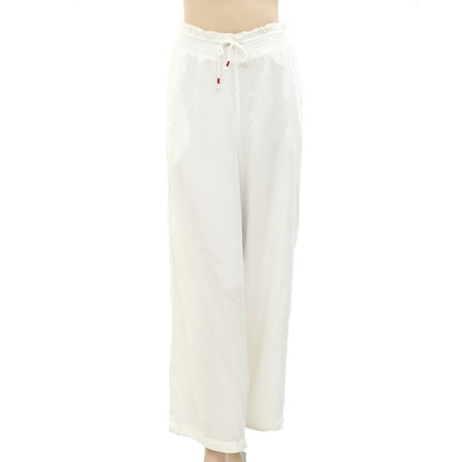 Anthropologie Smocked Ruffled Solid Pants