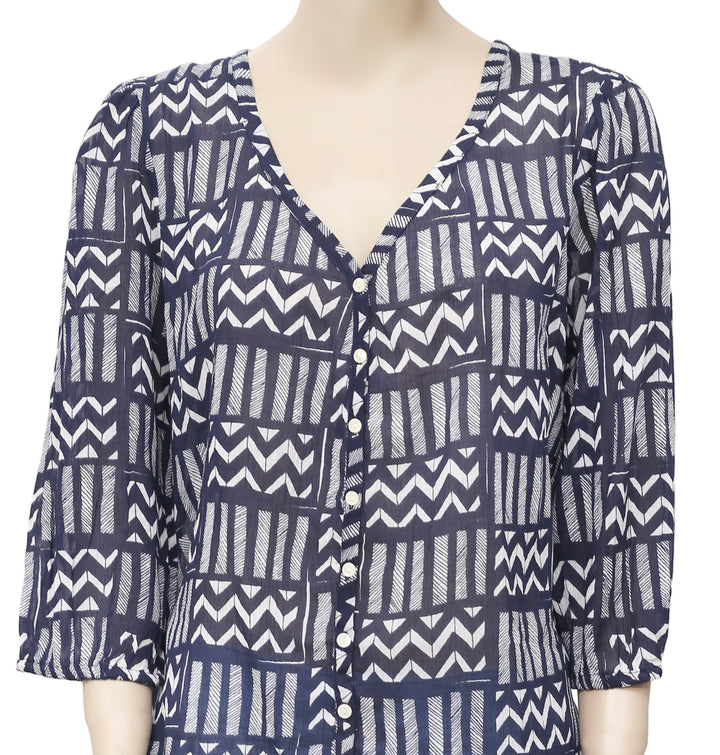 Lucky Brand Printed Buttondown Blouse Top