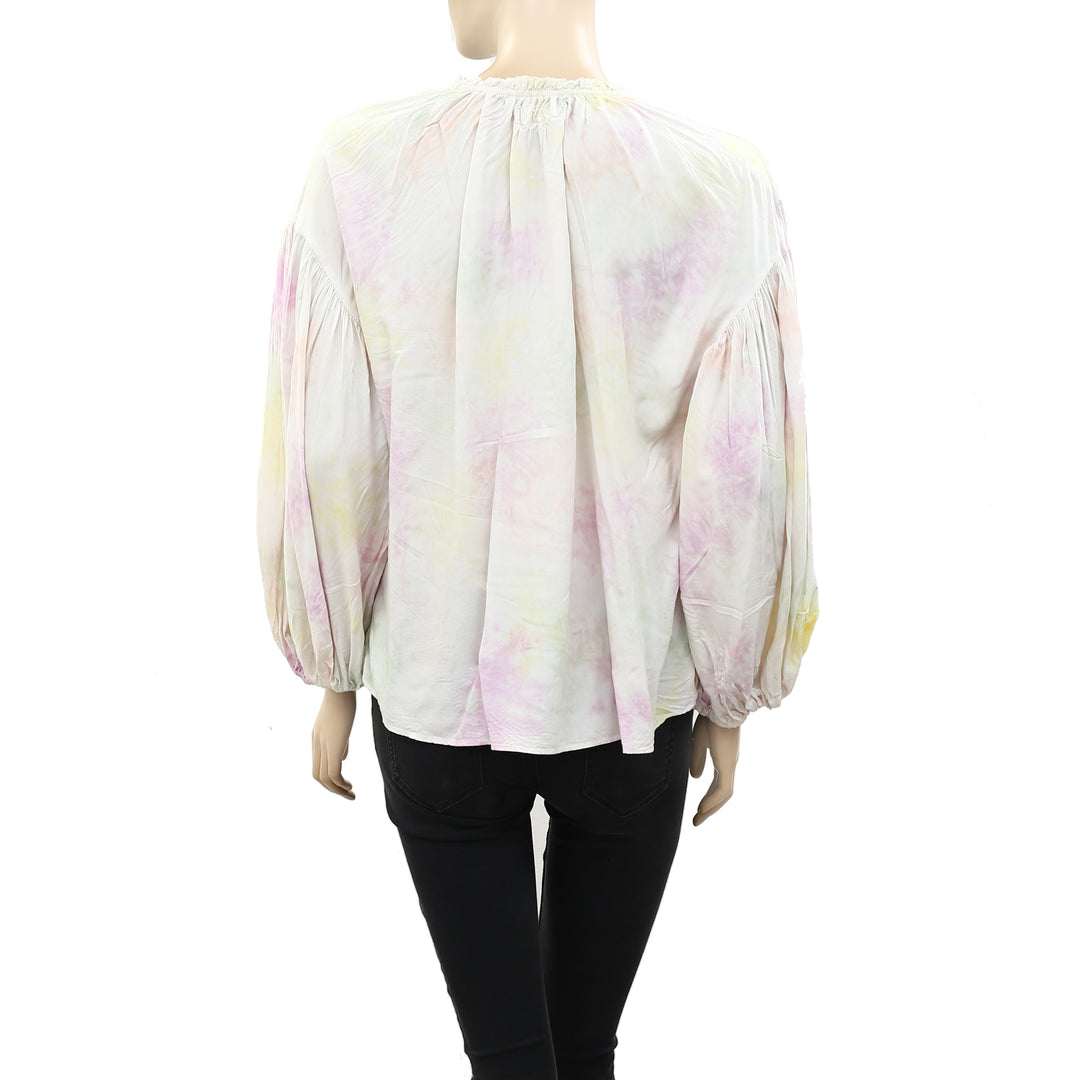 Saylor Tie & Dye Peasant Blouse Top