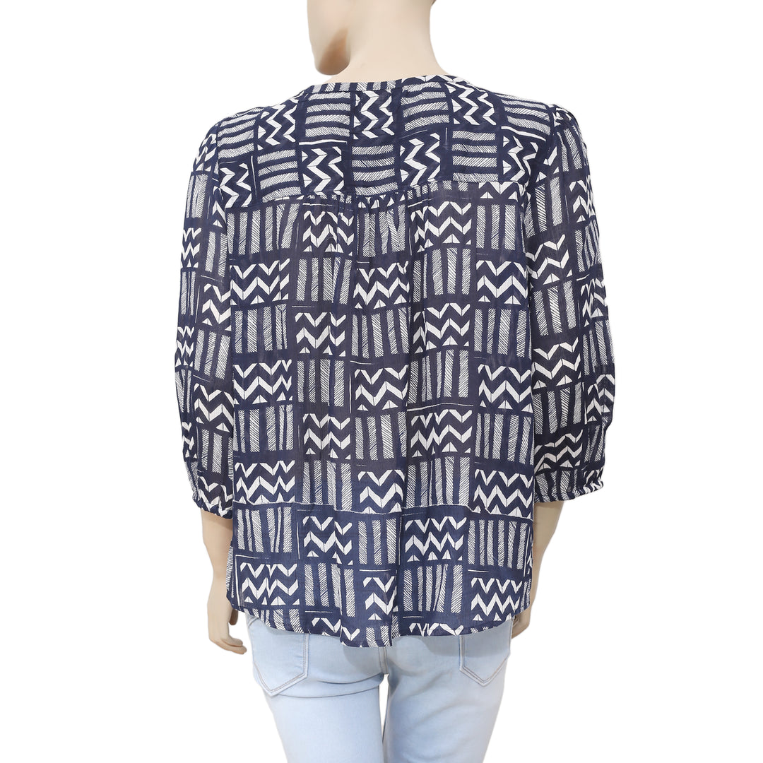 Lucky Brand Printed Buttondown Blouse Top