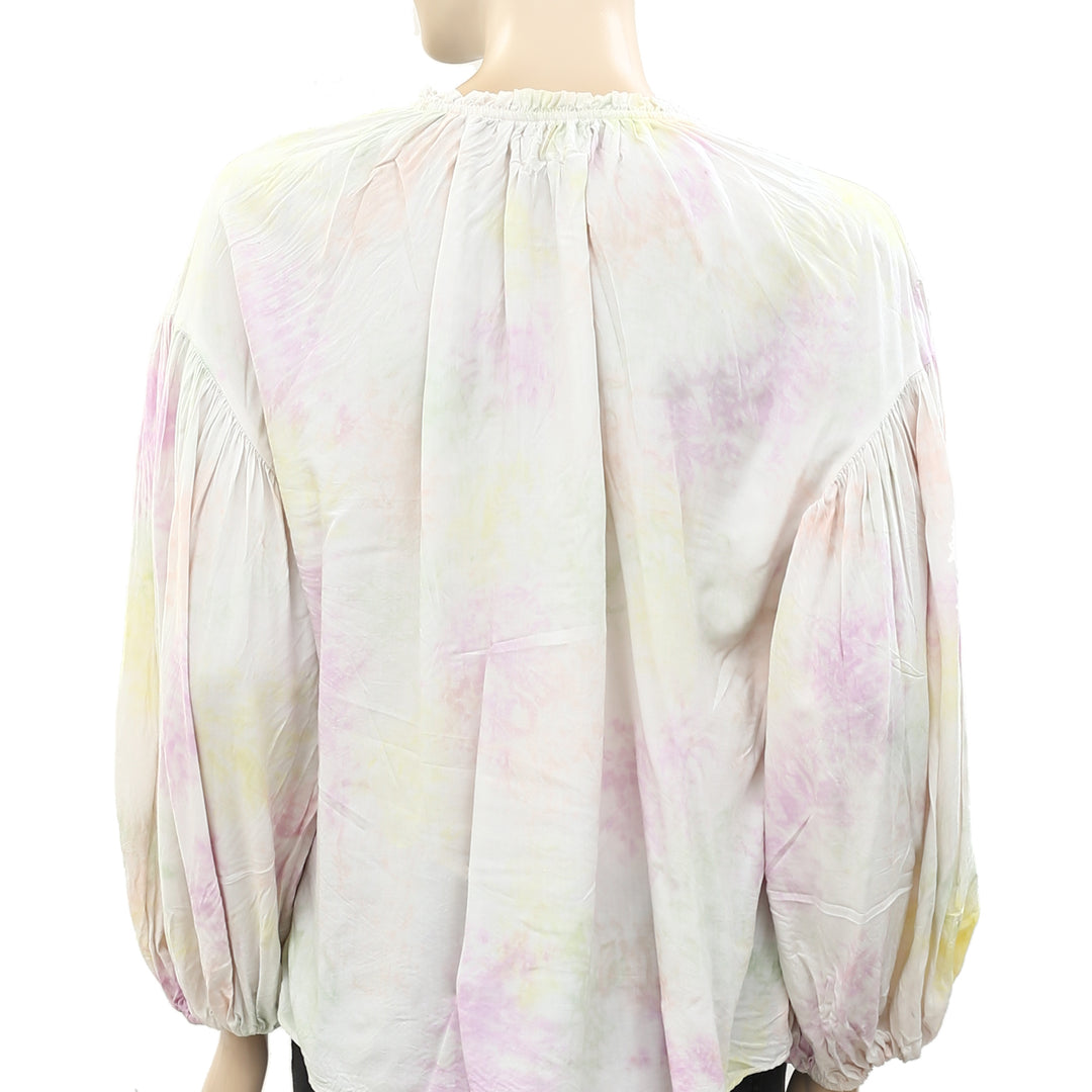 Saylor Tie & Dye Peasant Blouse Top