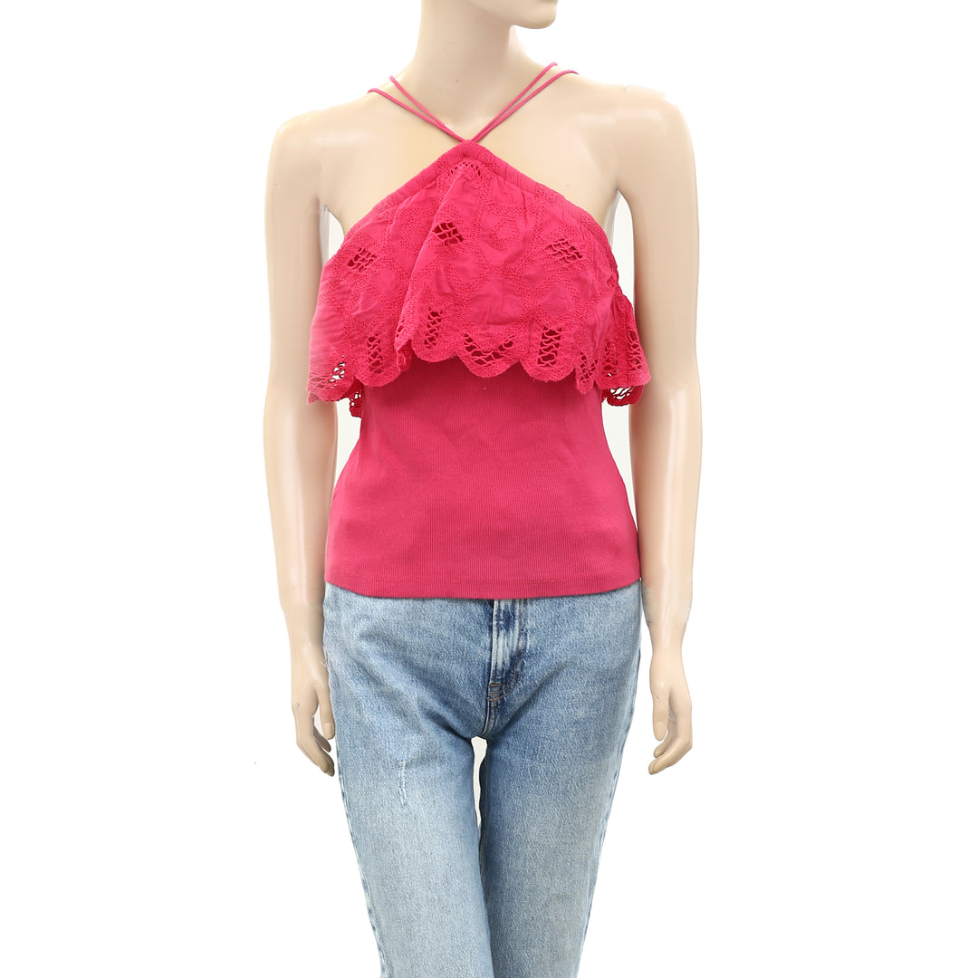 Anthropologie Ruffled Halter Tank Blouse Top