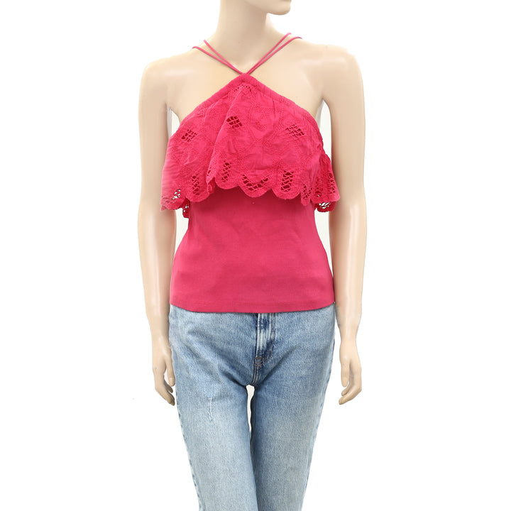 Anthropologie Ruffled Halter Tank Blouse Top
