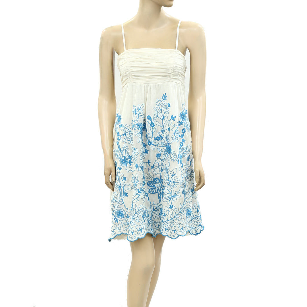 Vanessa Virginia Anthropologie Stitched Cornflower Mini Dress