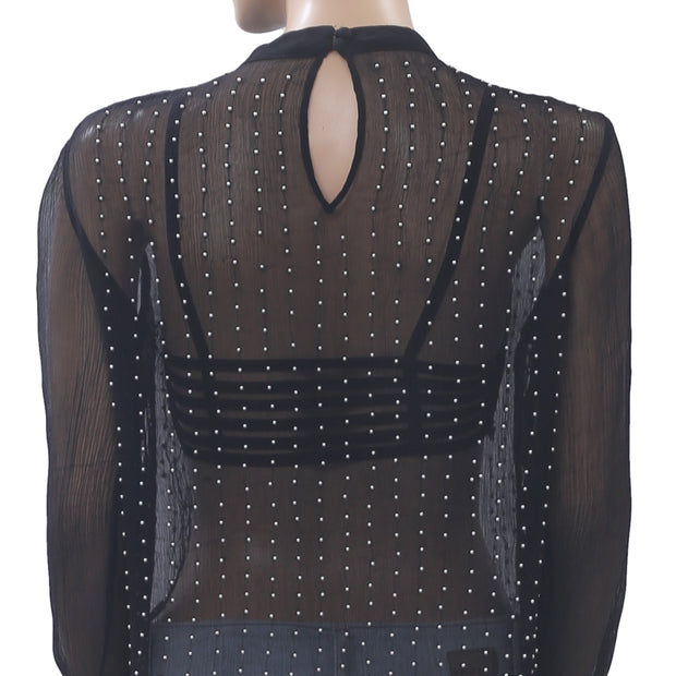 Uterque Faux Pearls Embellished Blouse Top