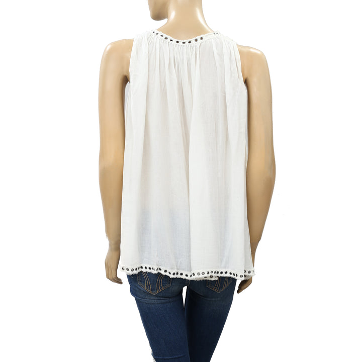 Denim & Supply Ralph Lauren Studded Ivory Blouse Top S