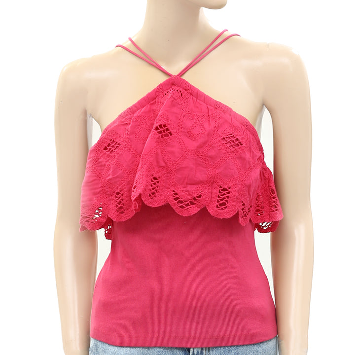 Anthropologie Ruffled Halter Tank Blouse Top