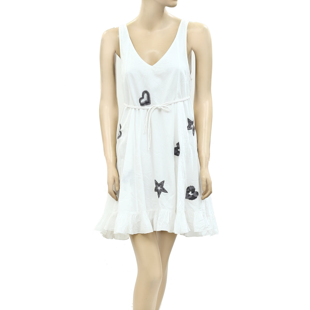 anthropologie white embroidered dress Embroidered Mini Bubble Dress by Anthropologie in White, Size: Medium