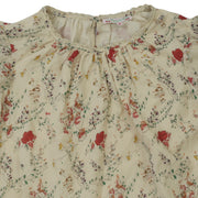 Bonpoint 儿童女孩花卉印花衬衫上衣蕾丝米色 6 年