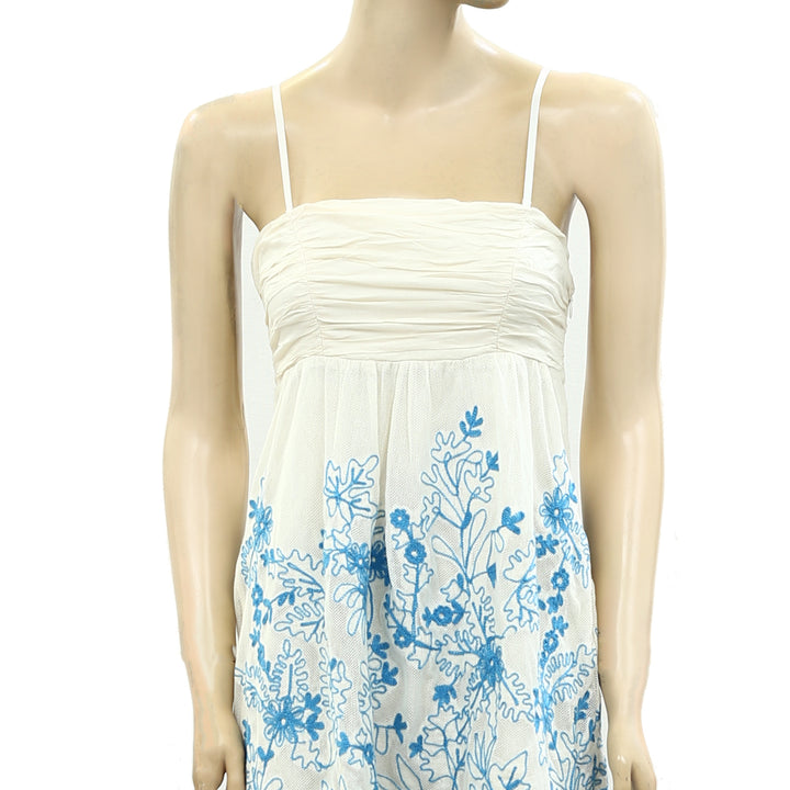 Vanessa Virginia Anthropologie Stitched Cornflower Mini Dress