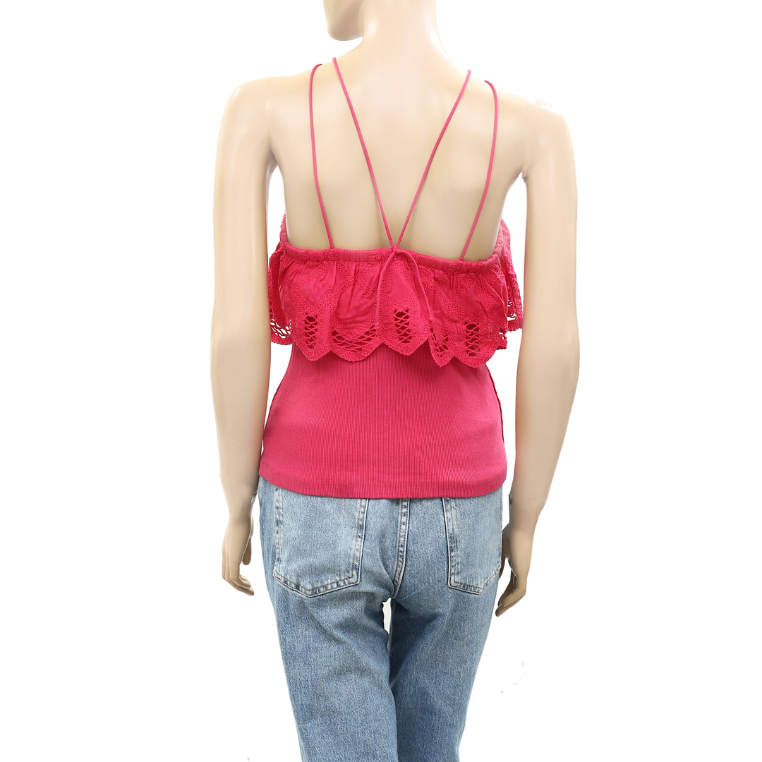 Anthropologie Ruffled Halter Tank Blouse Top