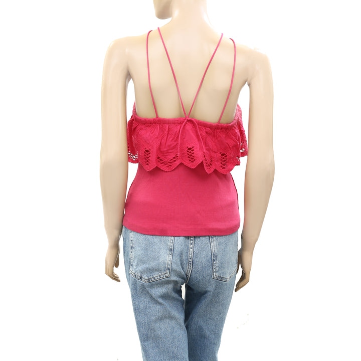 Anthropologie Ruffled Halter Tank Blouse Top