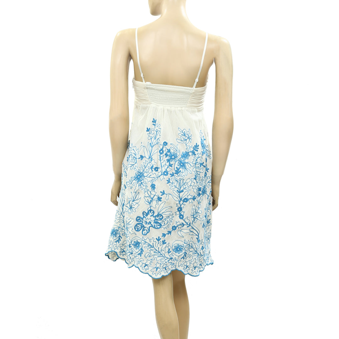 Vanessa Virginia Anthropologie Stitched Cornflower Mini Dress