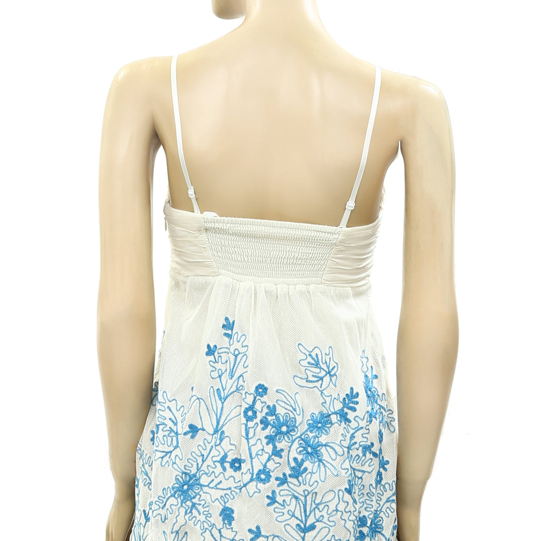 Vanessa Virginia Anthropologie Stitched Cornflower Mini Dress