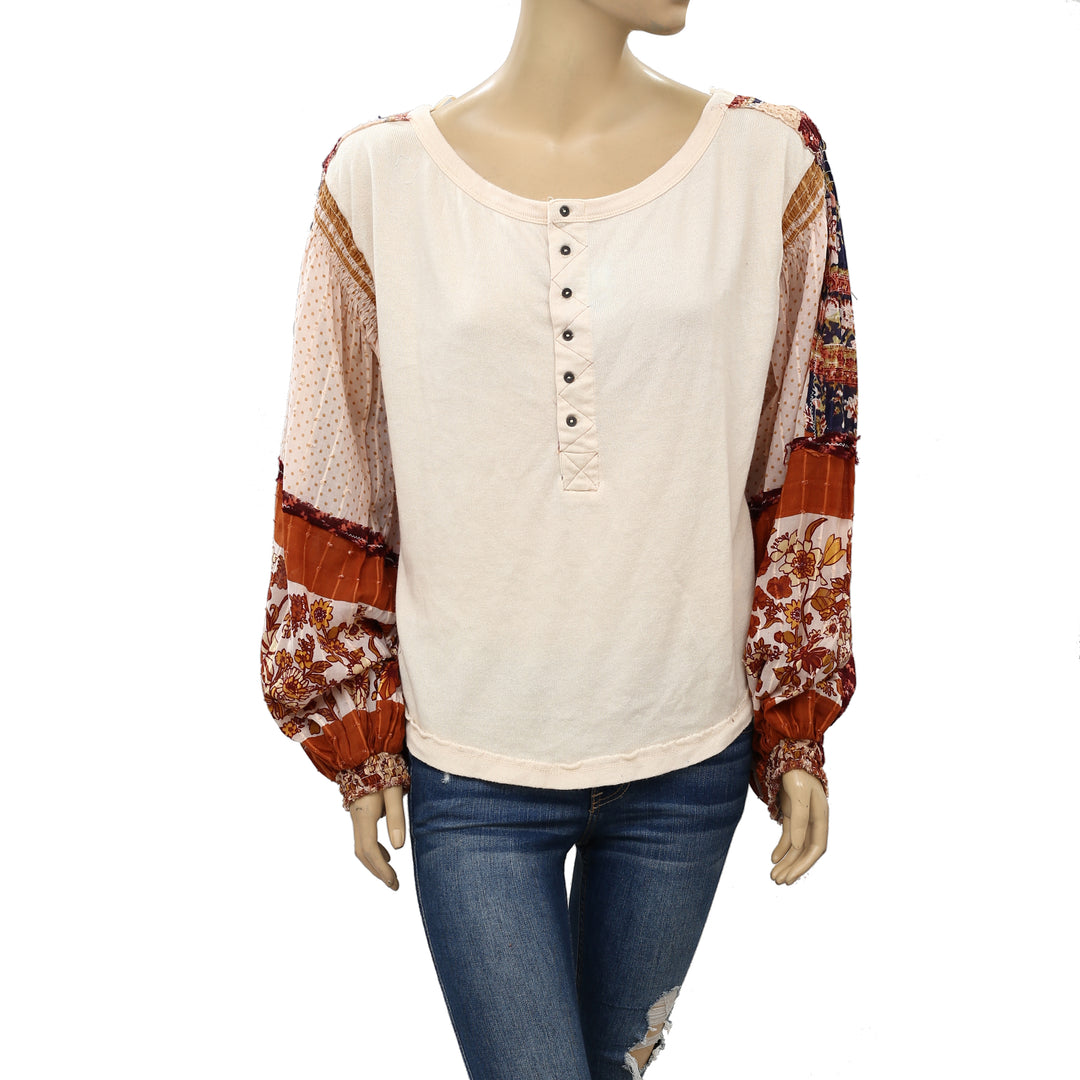 Free People Light Magic Henley Blouse Top