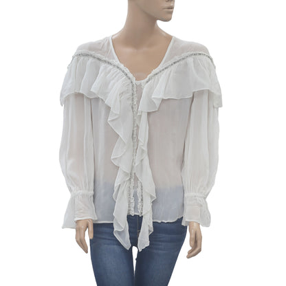 Uterque Embellished Blouse Shirt Top