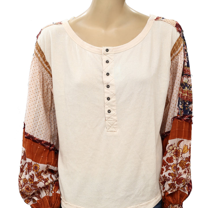 Free People Light Magic Henley Blouse Top